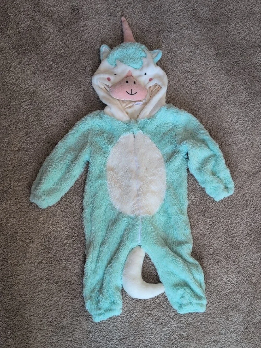 🦄 Coco Village Plush Mint Unicorn One-Piece Halloween Costume (2t)